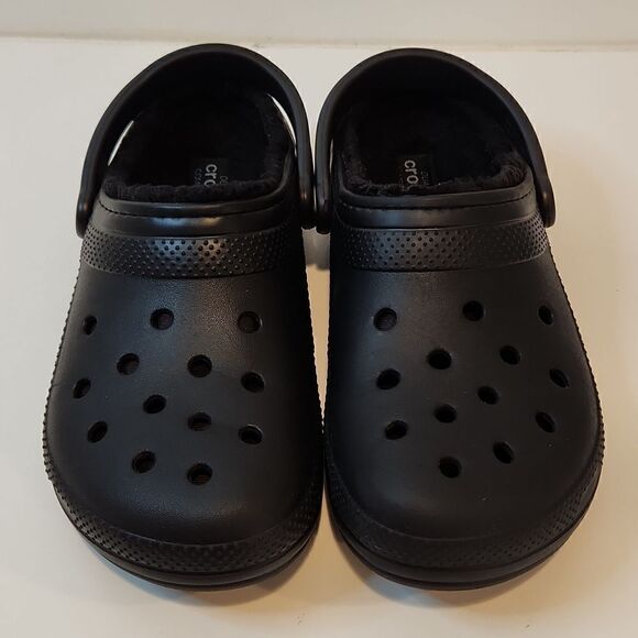 Crocs 203591 Black Faux Fur Lined Dual Comfort Clogs Size Mens 9 Womens 11 NICE! main image 12